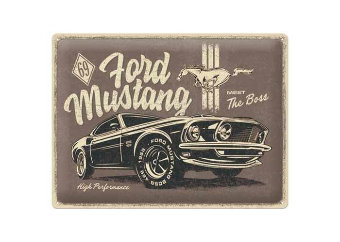 Legendarny Metalowy Plakat Ford Mustang The Boss 30x40cm