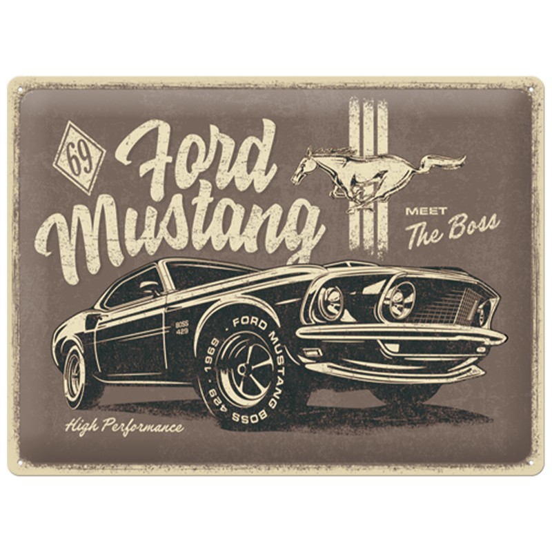 Legendarny Metalowy Plakat Ford Mustang The Boss 30x40cm