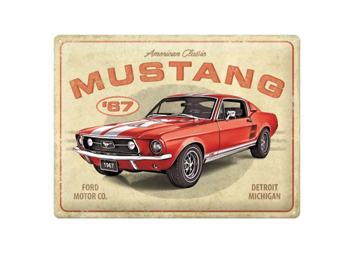 Metalowy Plakat 30x40 Ford Mustang GT Red 1967