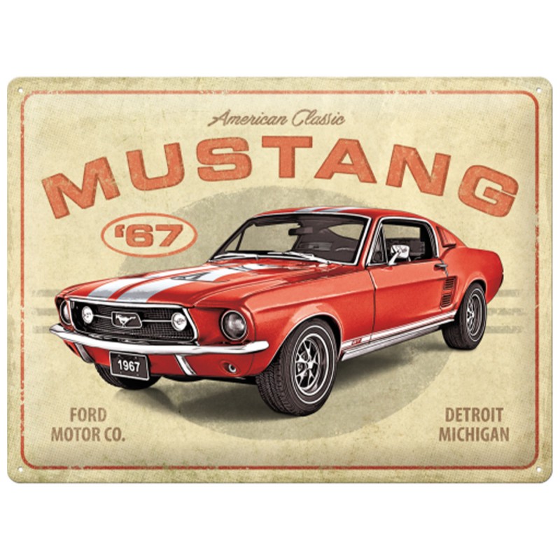Metalowy Plakat 30x40 Ford Mustang GT Red 1967
