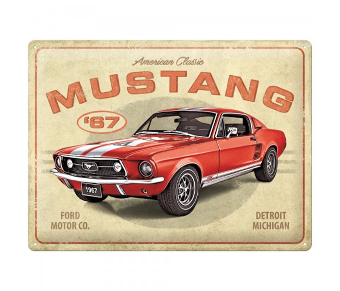Metalowy Plakat 30x40 Ford Mustang GT Red 1967