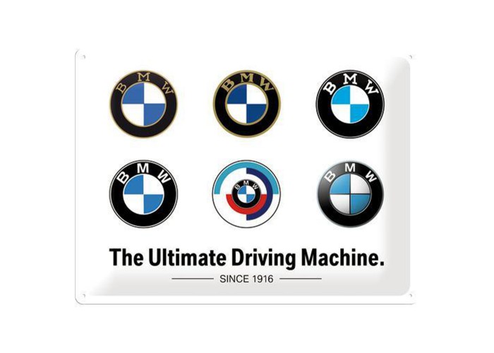 Metalowy Plakat 30x40 BMW Logo Evolution - Ikona Motoryzacji w Twoim Domu!
