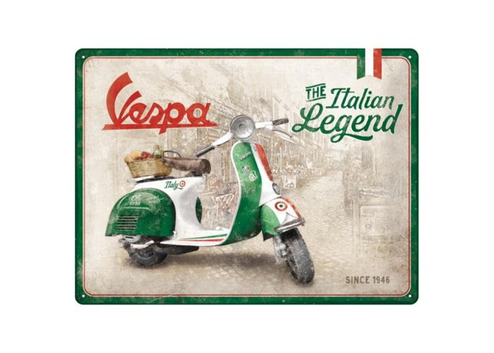 Odkryj Legendę Stylu - Plakat Metalowy 30x40cm Vespa Italian Legend