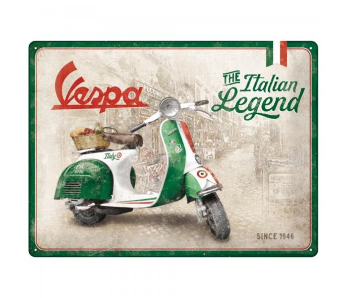 Odkryj Legendę Stylu - Plakat Metalowy 30x40cm Vespa Italian Legend