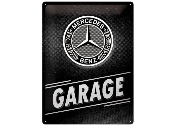 Legenda Motoryzacji na Metalowym Plakacie 30x40cm „Mercedes-Benz Garage”