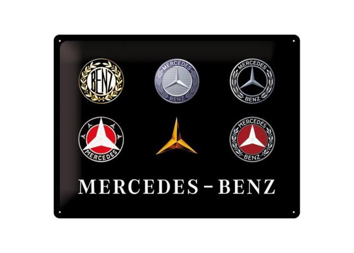 Metalowy Plakat Mercedes-Benz - Logo Evolution 30x40: Przekształć Swoją Przestrzeń w Ikonę Motoryzacji!