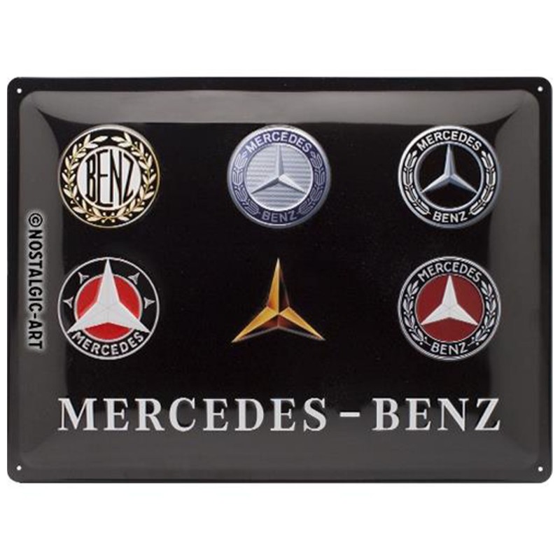 Metalowy Plakat Mercedes-Benz - Logo Evolution 30x40: Przekształć Swoją Przestrzeń w Ikonę Motoryzacji!