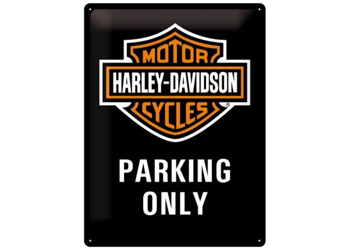 Plakat Metalowy Harley-Davidson 30x40 – Strefa Parkingowa Tylko dla Prawdziwych Pasjonatów!
