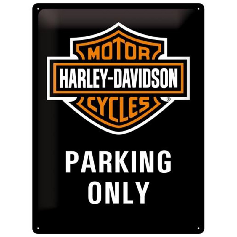 Plakat Metalowy Harley-Davidson 30x40 – Strefa Parkingowa Tylko dla Prawdziwych Pasjonatów!