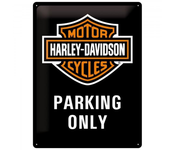 Plakat Metalowy Harley-Davidson 30x40 – Strefa Parkingowa Tylko dla Prawdziwych Pasjonatów!