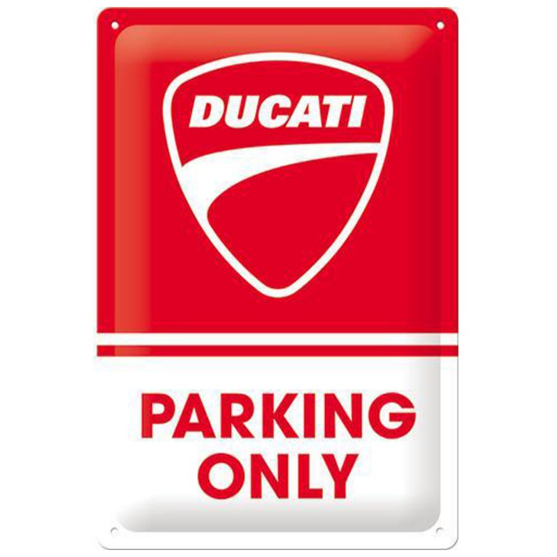 Odkryj Kultowy Styl z Metalowym Plakatem Ducati - Parking Only (20x30 cm)!