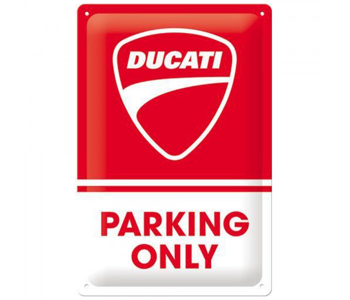 Odkryj Kultowy Styl z Metalowym Plakatem Ducati - Parking Only (20x30 cm)!