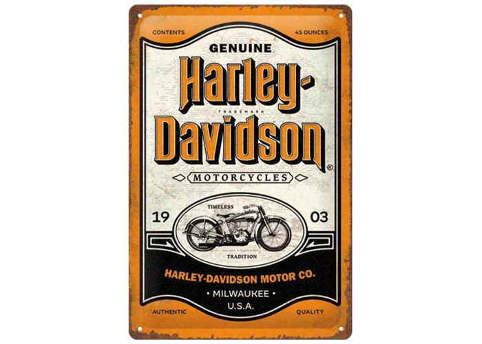 Metalowy Plakat Harley-Davidson Genuine Motorcycles Milwaukee 20x30 cm