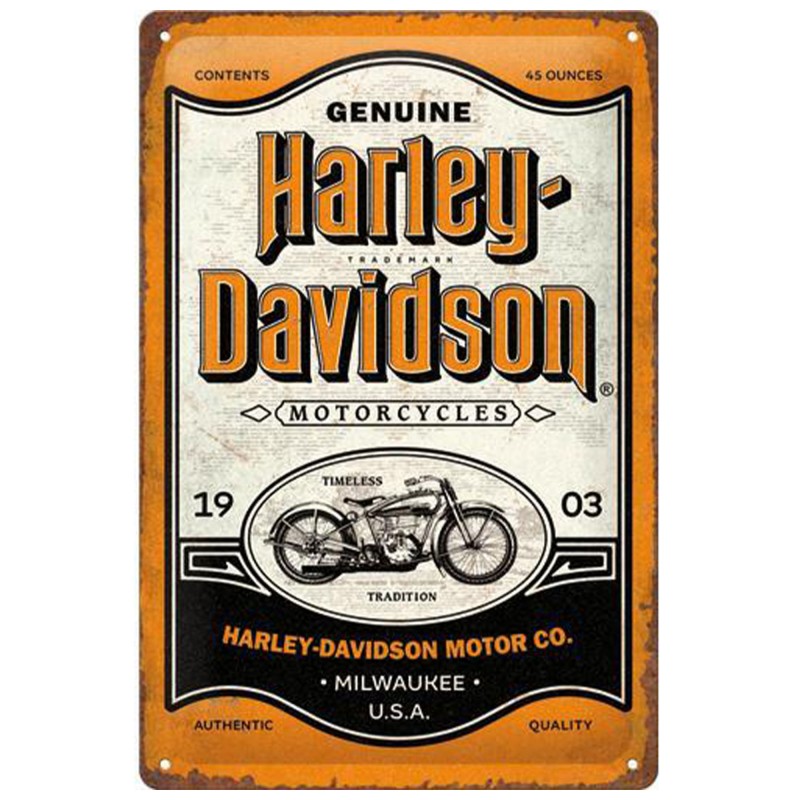 Metalowy Plakat Harley-Davidson Genuine Motorcycles Milwaukee 20x30 cm