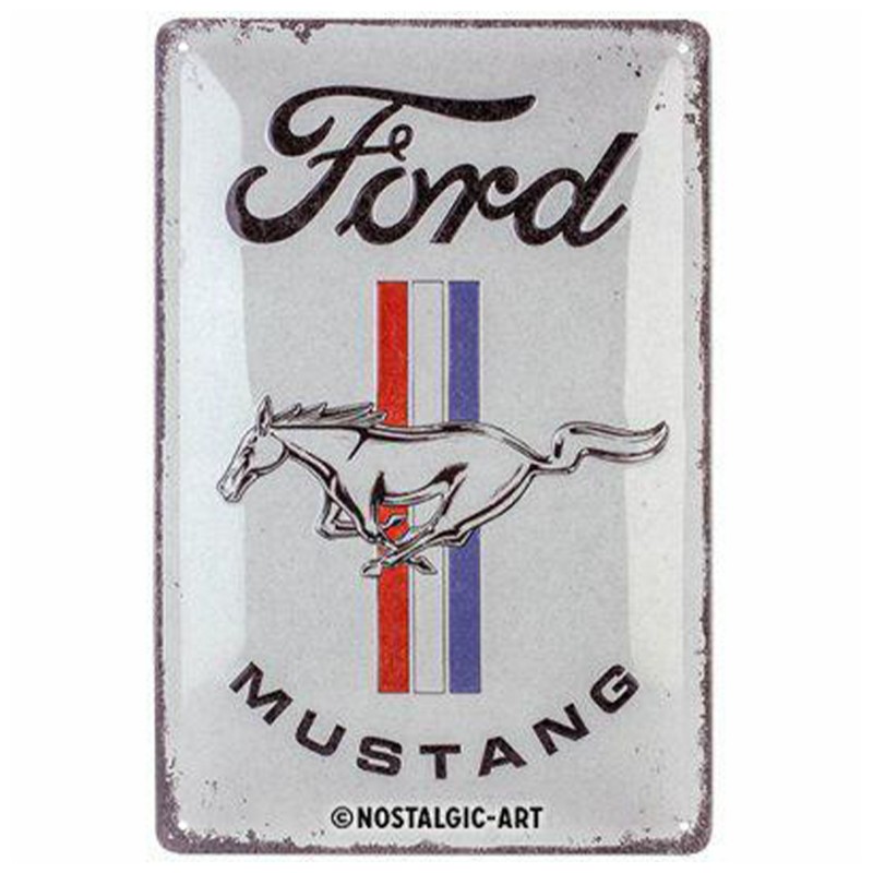 Metalowy Plakat Ford Mustang Horse & Stripes Logo 20x30 cm