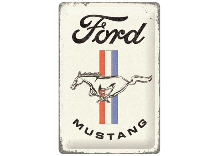 Metalowy Plakat Ford Mustang Horse & Stripes Logo 20x30 cm