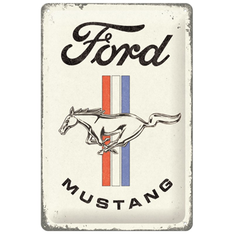 Metalowy Plakat Ford Mustang Horse & Stripes Logo 20x30 cm