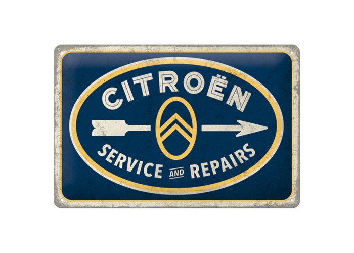 Metalowy Plakat 20x30 Citroen Service Repairs - Unikalny Akcent z Charakterem Retro