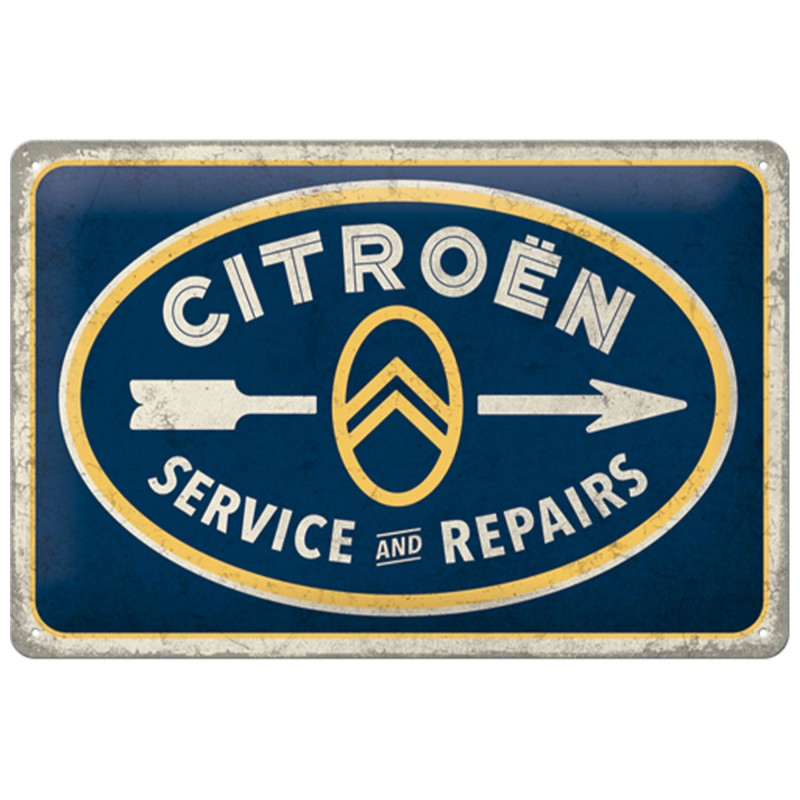 Metalowy Plakat 20x30 Citroen Service Repairs - Unikalny Akcent z Charakterem Retro