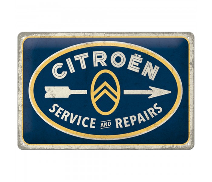 Metalowy Plakat 20x30 Citroen Service Repairs - Unikalny Akcent z Charakterem Retro