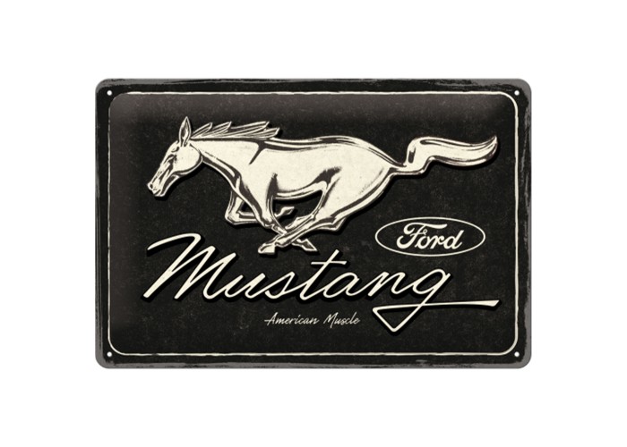 Niezwykły Plakat Metalowy 20x30 Ford Mustang - Horse Logo Black: Poczuj Moc Legendy w Swoim Wnętrzu!