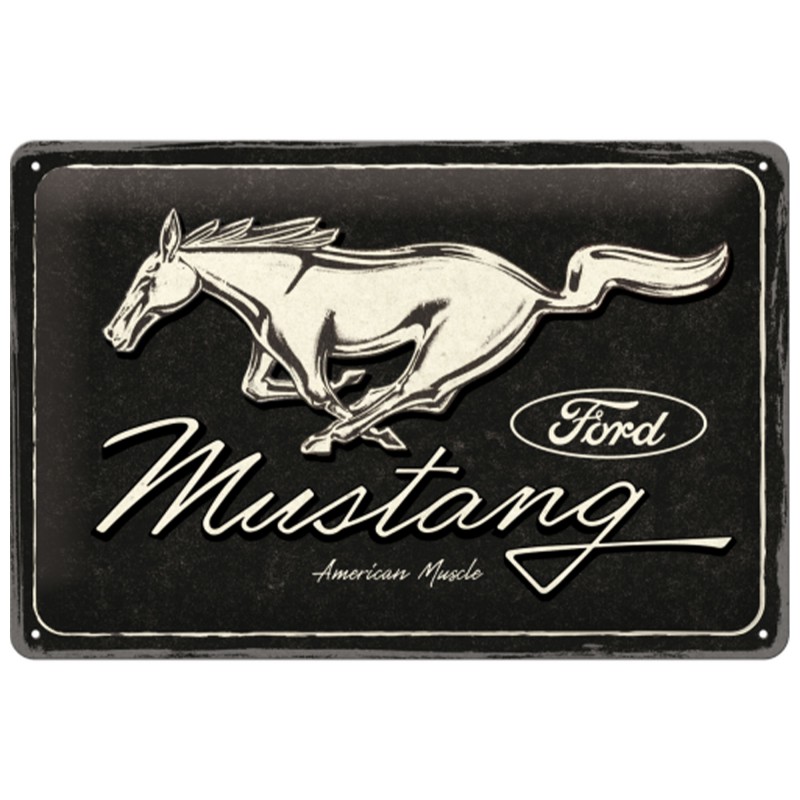 Niezwykły Plakat Metalowy 20x30 Ford Mustang - Horse Logo Black: Poczuj Moc Legendy w Swoim Wnętrzu!