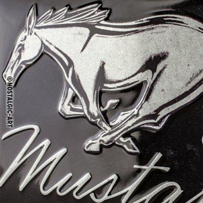 Niezwykły Plakat Metalowy 20x30 Ford Mustang - Horse Logo Black: Poczuj Moc Legendy w Swoim Wnętrzu!