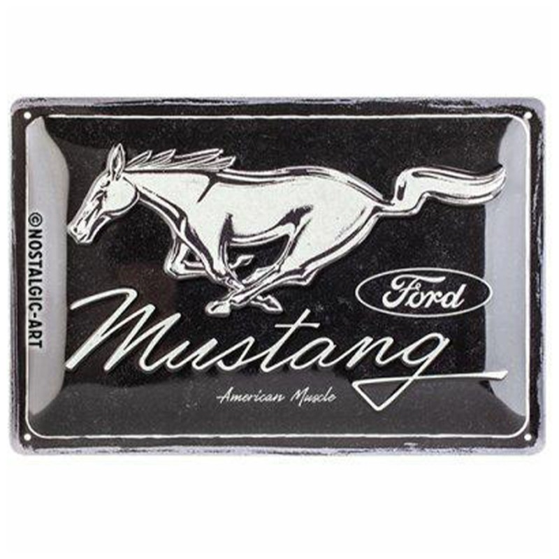 Niezwykły Plakat Metalowy 20x30 Ford Mustang - Horse Logo Black: Poczuj Moc Legendy w Swoim Wnętrzu!