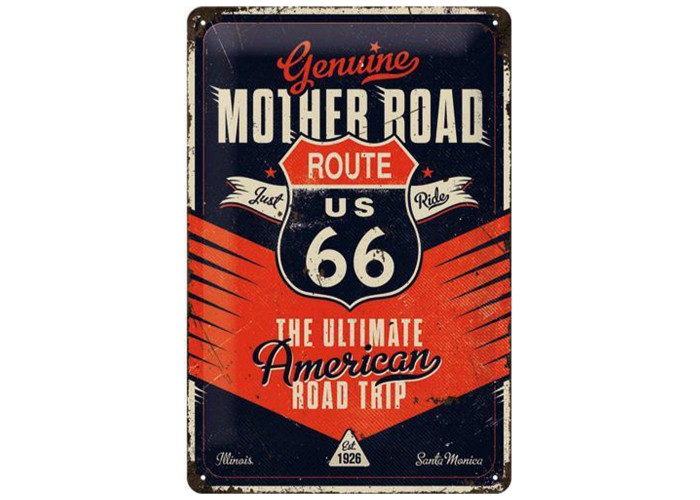 Plakat Metalowy Route 66: The Ultimate Road Trip 20x30 cm