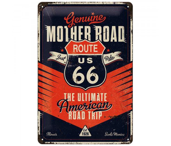 Plakat Metalowy Route 66: The Ultimate Road Trip 20x30 cm