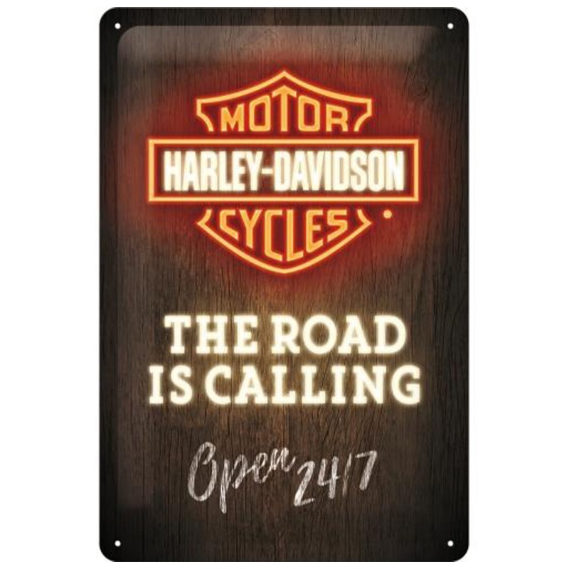 Kultowy Plakat Metalowy 20x30 Harley-Davidson Neon