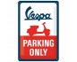 Kultowy Plakat Metalowy 20x30 Vespa Parking Only - Idealna Dekoracja dla Miłośników Vespy