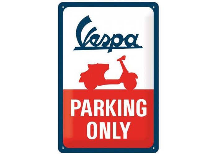 Kultowy Plakat Metalowy 20x30 Vespa Parking Only - Idealna Dekoracja dla Miłośników Vespy