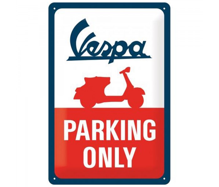 Kultowy Plakat Metalowy 20x30 Vespa Parking Only - Idealna Dekoracja dla Miłośników Vespy