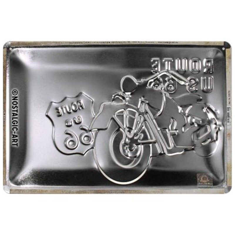 Metalowy Plakat 20x30 Route 66 Bike Map
