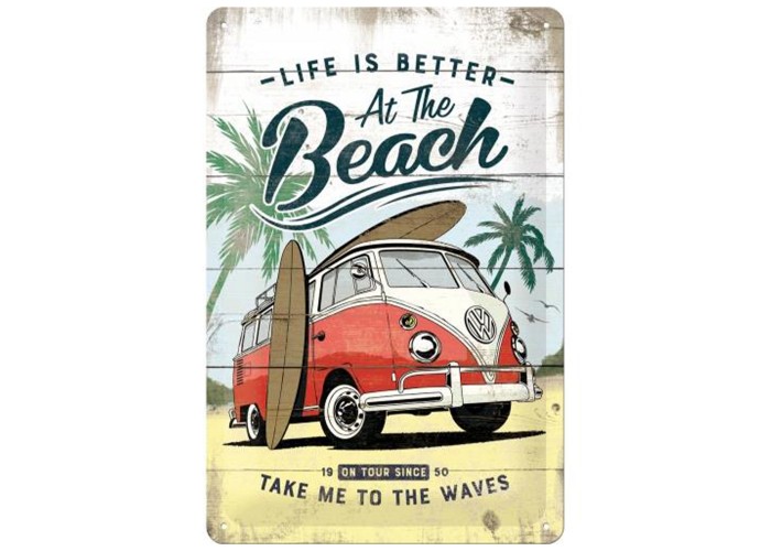 Stalowy Plakat 20x30 VW Bulli - Beach: Ikona Stylu dla Miłośników Wolności!