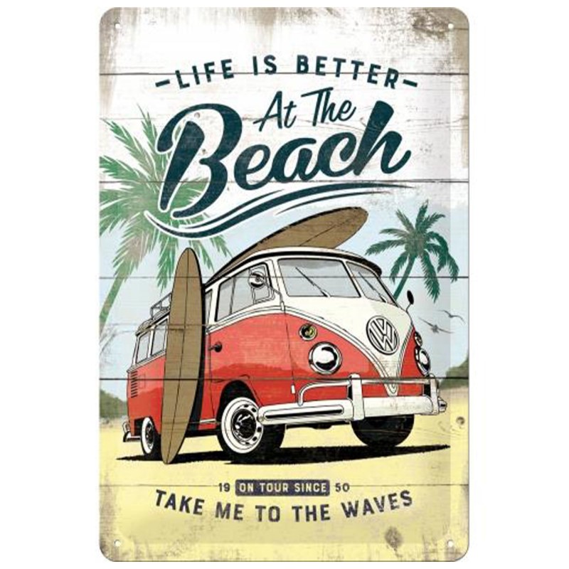 Stalowy Plakat 20x30 VW Bulli - Beach: Ikona Stylu dla Miłośników Wolności!