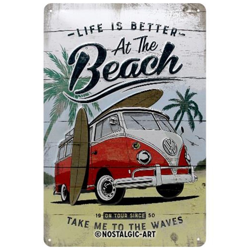 Stalowy Plakat 20x30 VW Bulli - Beach: Ikona Stylu dla Miłośników Wolności!