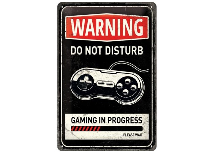 Metalowy Plakat "Gaming In Progress" 20x30 - Must-Have Każdego Gracza!
