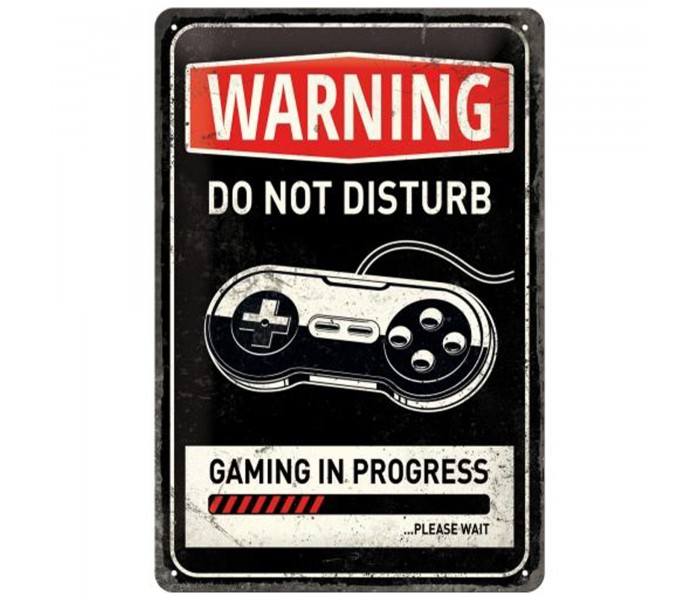 Metalowy Plakat "Gaming In Progress" 20x30 - Must-Have Każdego Gracza!