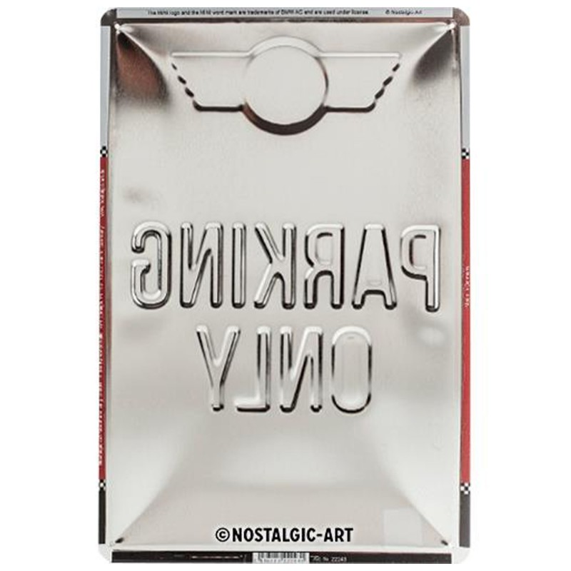 Metalowy Plakat Parking Only Mini – Ikona Stylu i Pasji w Twoim Garażu!