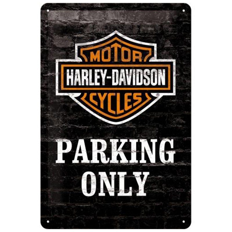 Metalowy Plakat Harley-Davidson Parking Only 20x30 cm - Must-Have dla Miłośników Legendarnych Motocykli!