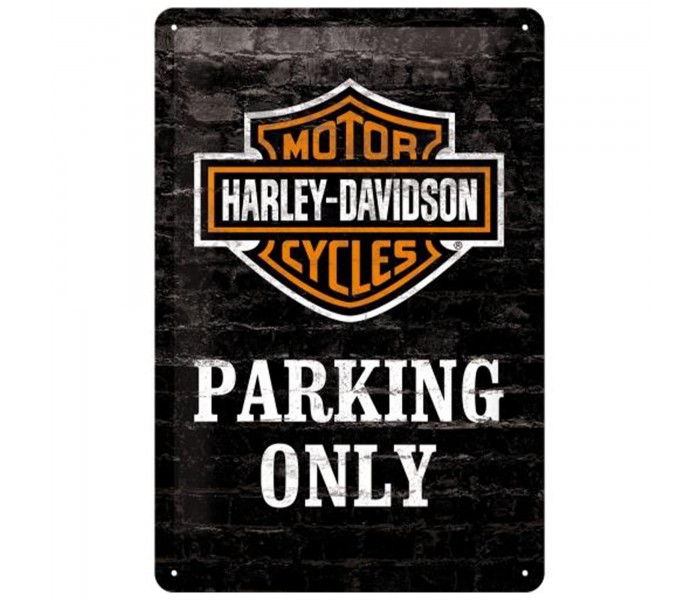 Metalowy Plakat Harley-Davidson Parking Only 20x30 cm - Must-Have dla Miłośników Legendarnych Motocykli!