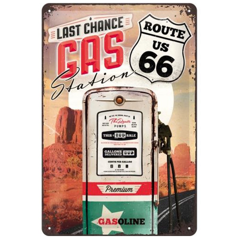 Stalowy Plakat 20x30cm Route 66 Gas Station