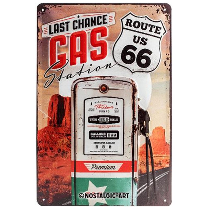 Stalowy Plakat 20x30cm Route 66 Gas Station