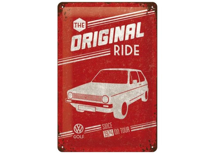 Plakat Metalowy 20x30cm VW Golf - The Original Ride - Ikona Motoryzacji w Nowoczesnym Stylu!