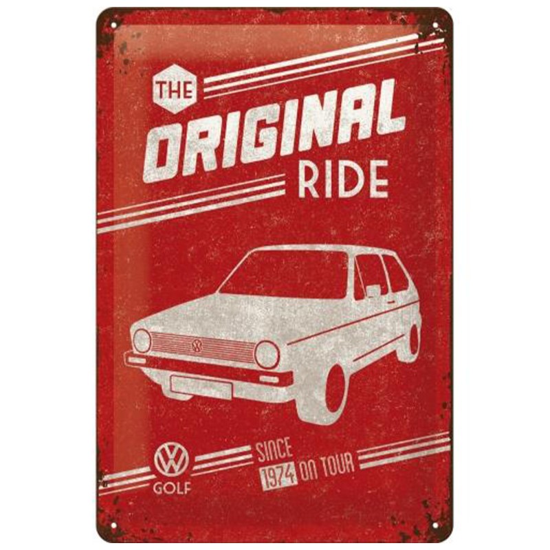 Plakat Metalowy 20x30cm VW Golf - The Original Ride - Ikona Motoryzacji w Nowoczesnym Stylu!