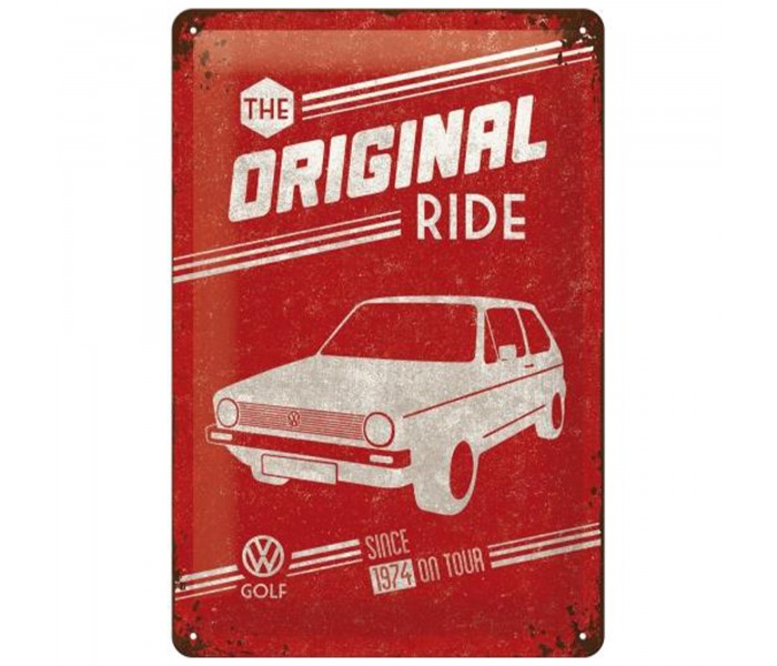 Plakat Metalowy 20x30cm VW Golf - The Original Ride - Ikona Motoryzacji w Nowoczesnym Stylu!