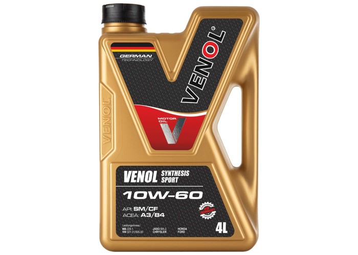 VENOL SYNTHESIS SPORT SM CF 10W60 4L - Olej Silnikowy do Maksymalnie Obciążonych Jednostek Napędowych