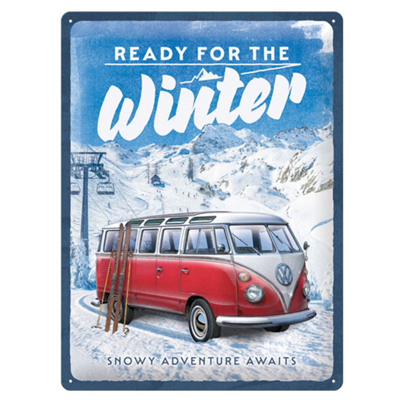 Metalowy Plakat 30x40 VW Bulli Ready For The Winter